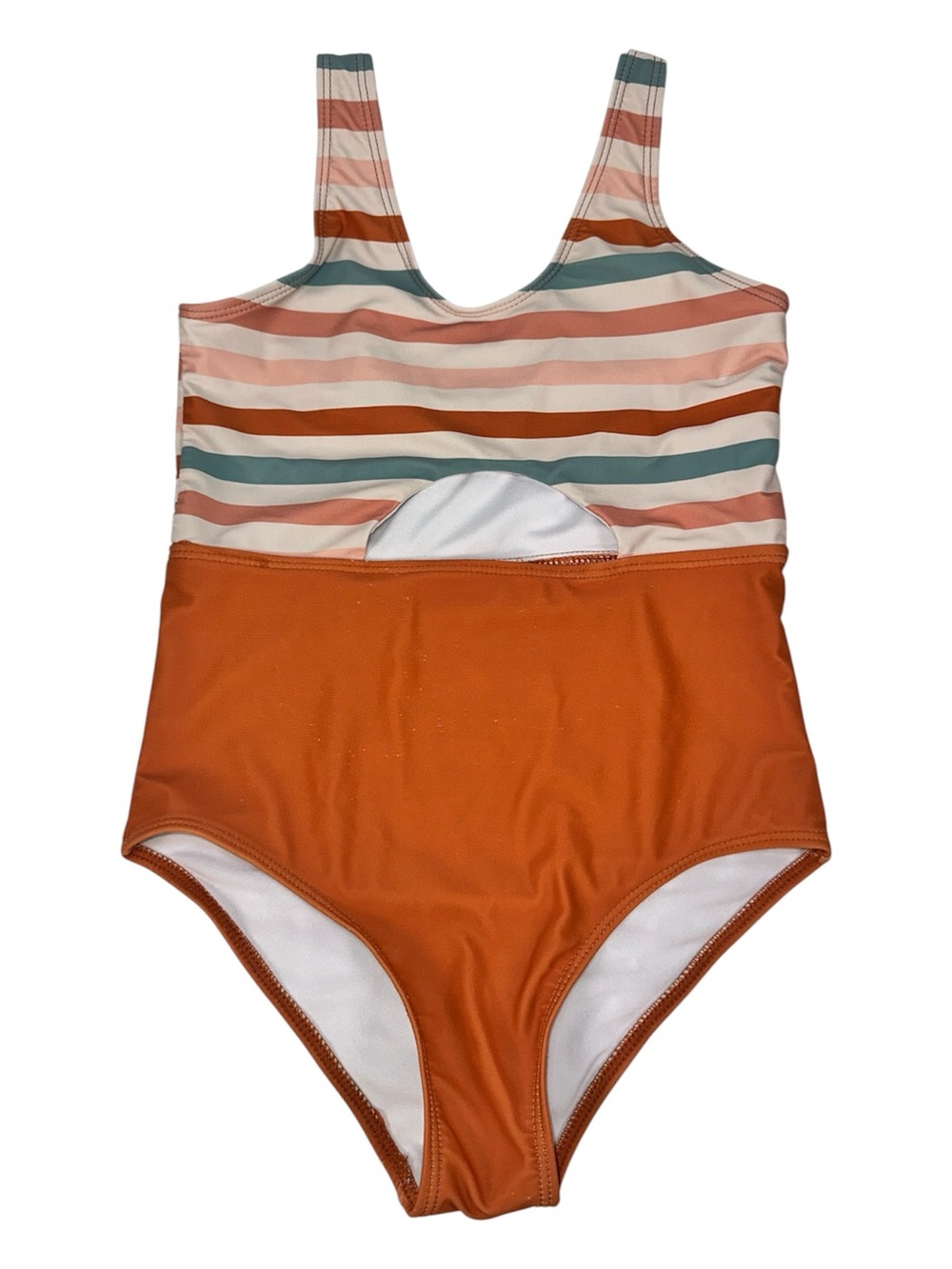 Girls Dash of Glitter Boutique Swimsuit One Piece Cutout Stripes Orange Size 8/9